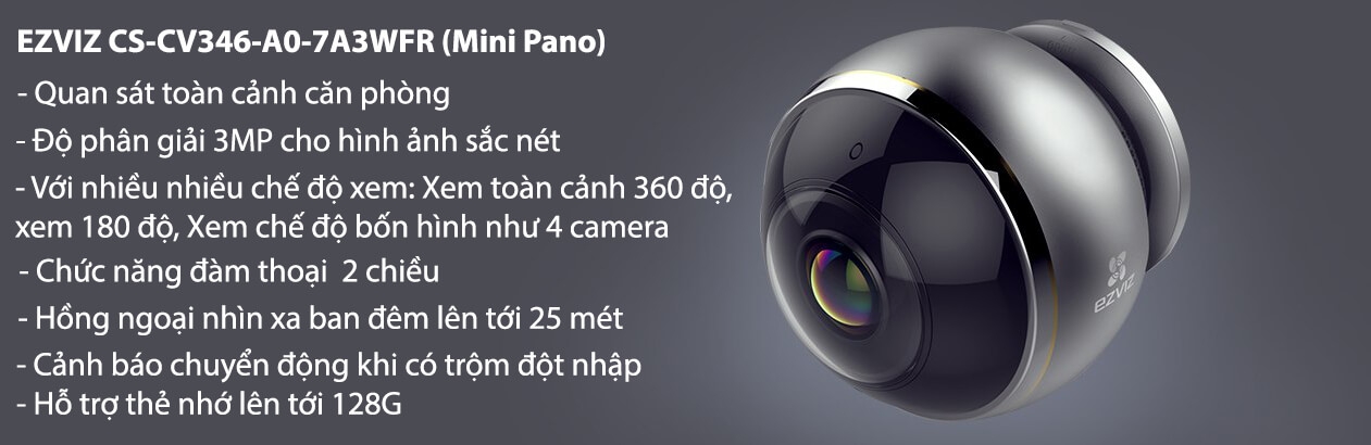 Camera Wifi không dây mắt cá 360 EZVIZ C6P CS-CV346-A0-7A3WFR 1