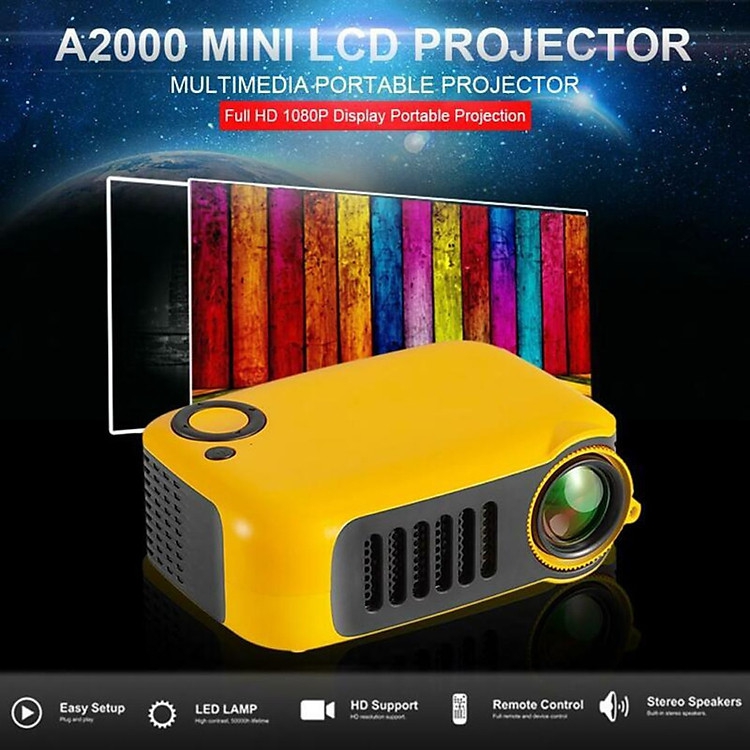 Máy Chiếu Di Động Mini A2000 Hỗ Trợ Máy Chiếu Video Rạp Hát Tại Nhà Màn Hình LCD 1080P 2