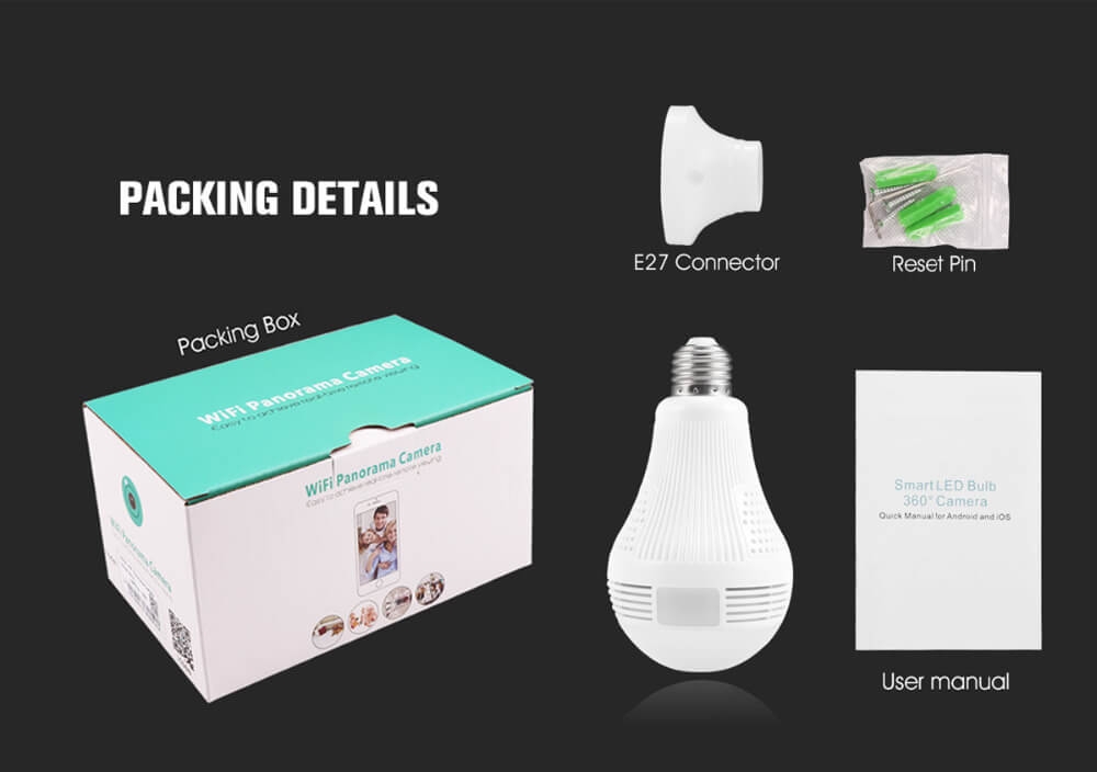 Camera Wifi Kiêm Bóng Đèn Led Panorama ICSEE Quay 360 Độ
