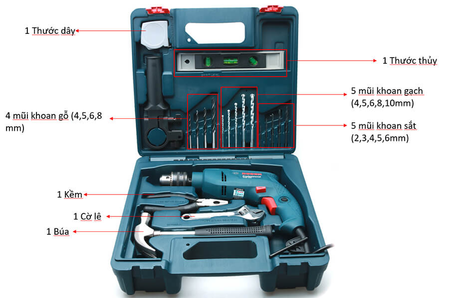 Máy Khoan Động Lực GSB 550 MP SET 19 Chi Tiết 1