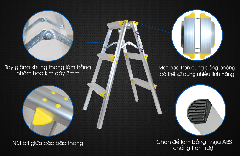 Thang Nhôm Gấp Chữ A Nikawa NKD-05 - 5 Bậc - 1.26 Mét 1