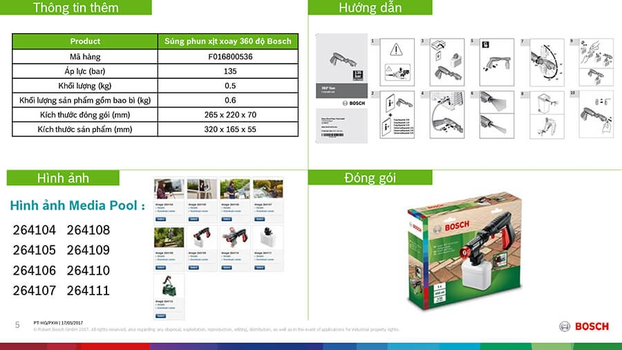 Phụ Kiện Máy Phun Xịt Rửa - Súng Ngắn Xoay 360 Áp Lực Cao Bosch 3