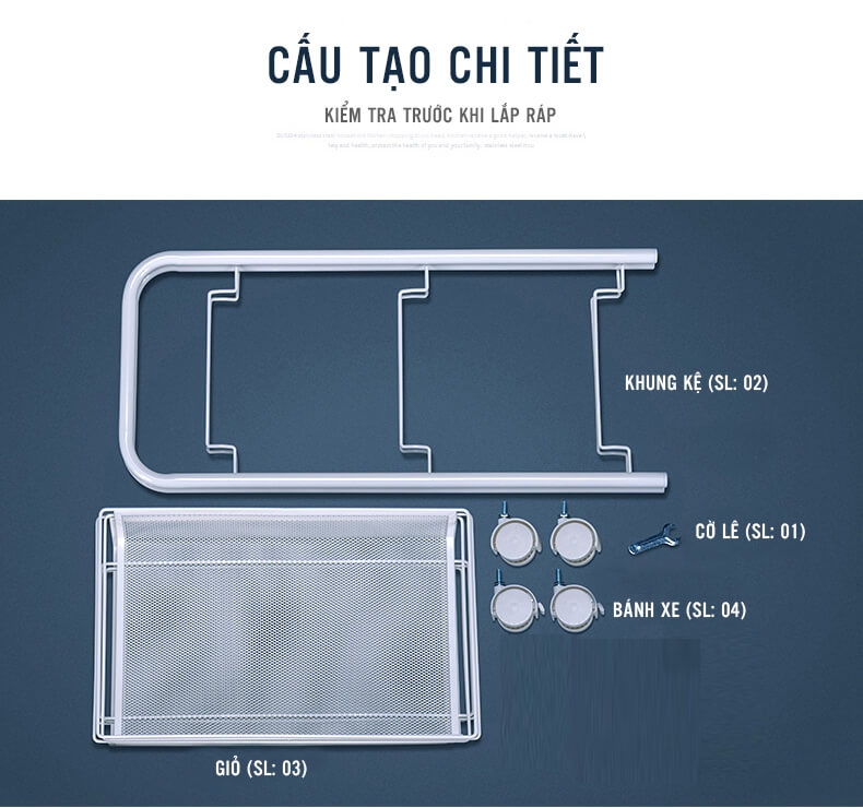 Kệ Đa Năng 3 Tầng Di Động Bánh Xe 360 Tiện Dụng Phong Cách Hiện Đại 10