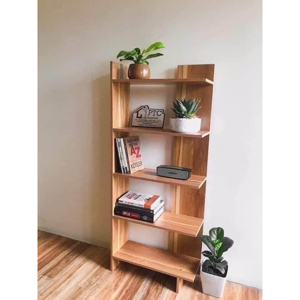 KỆ GỖ GÓC TƯỜNG ĐA NĂNG, KỆ TRANG TRÍ 4 TẦNG CAO 1.2M GỖ CAO SU TỰ NHIÊN 1