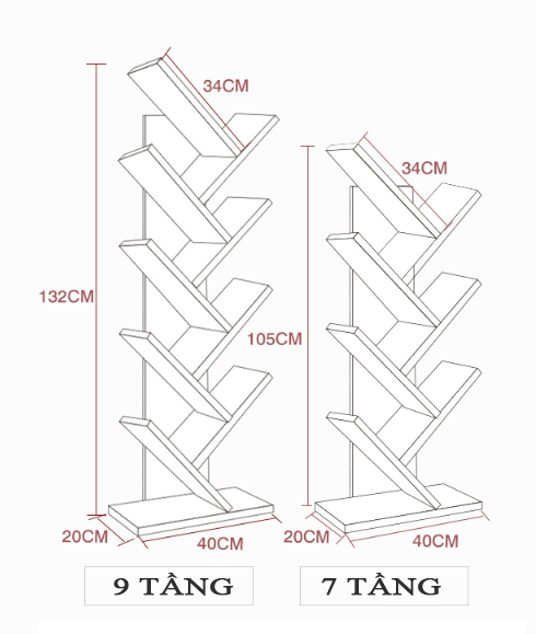 Kệ Sách Hình Cây Để Sàn 9 Tầng IGA 4