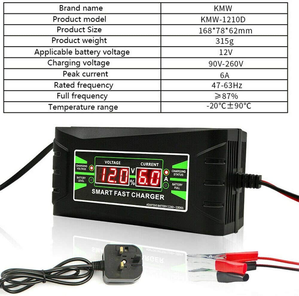 Bộ Sạc Bình Ắc Quy Thông Minh (3 Pha) (150 250V Sang 12V) (6A) (Phích EU)