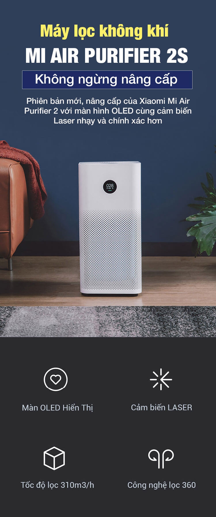 Máy Lọc Không Khí Xiaomi Mi Air Purifier 2S FJY4015CN AC-M4-AA 1