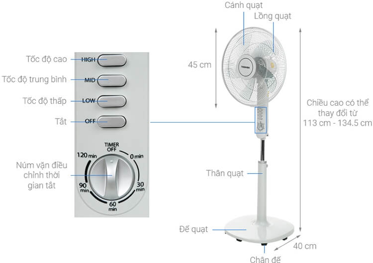 Quạt đứng Toshiba F-LSA10(H)VN (50W) 1