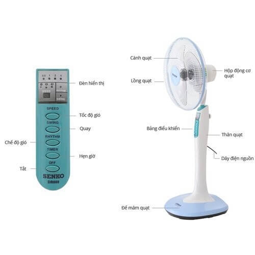 Quạt Đứng Có Đèn Senko DD1602