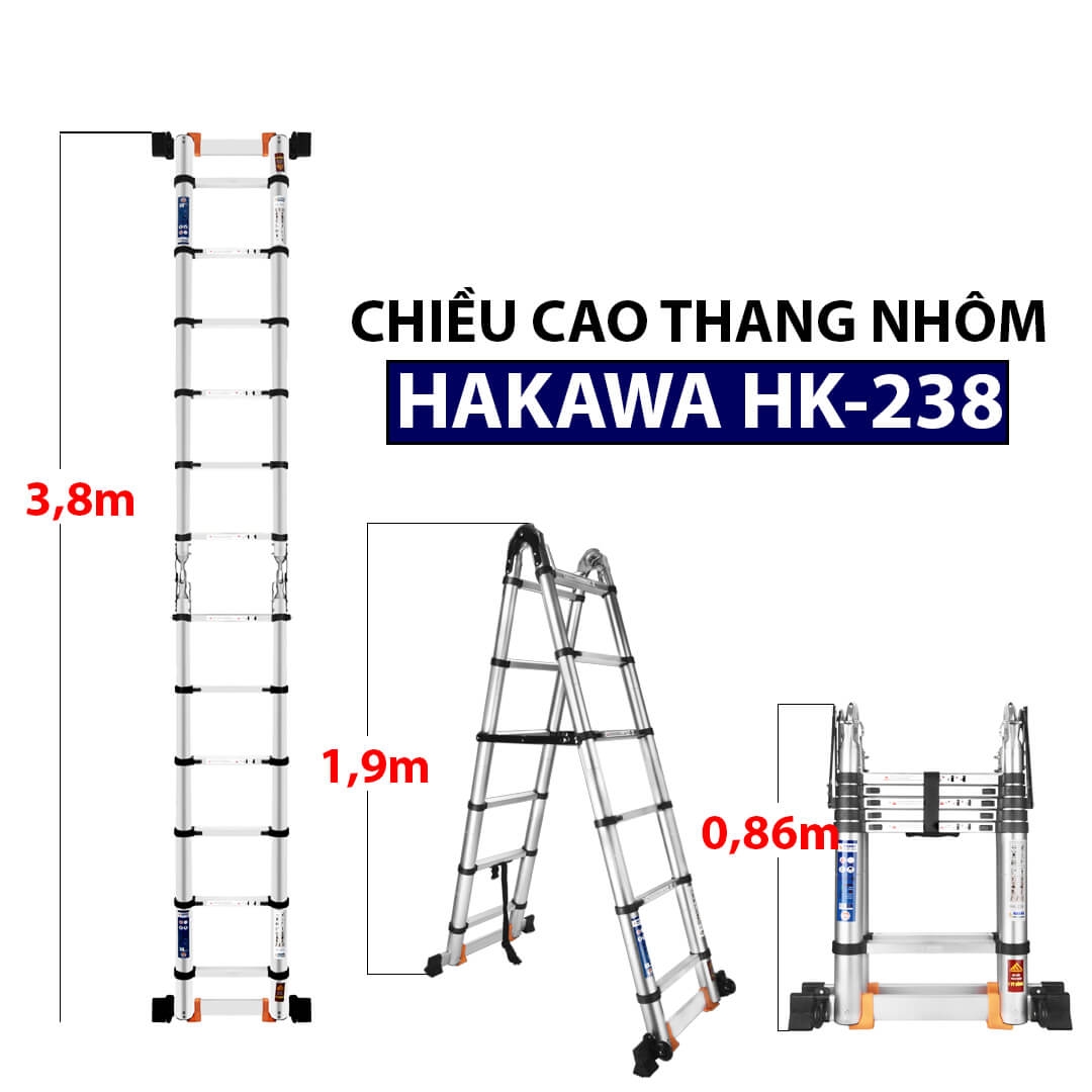 Thang Nhôm Rút Đôi Chữ A HAKAWA HK-238 1