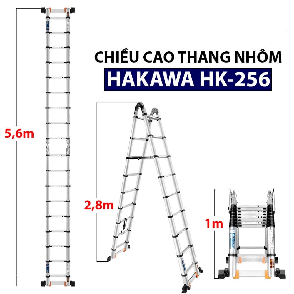 Thang Nhôm Rút Đôi Chữ A HAKAWA HK-256 (5,6m) 2