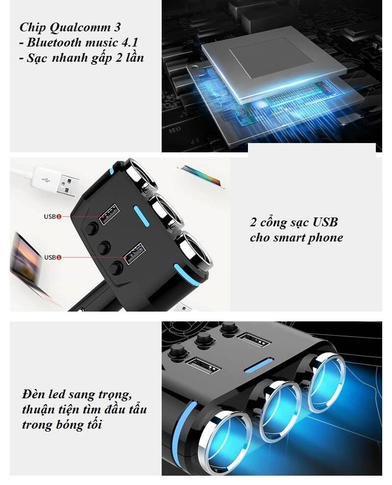 Tẩu Sạc Yantu B39 Bluetooth FM Kiêm Màn Hình Giám Sát Điện Áp
