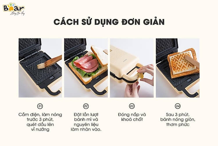 Máy Nướng Bánh Sandwich 2 In 1 BEAR DBC-P06N2 2L 4