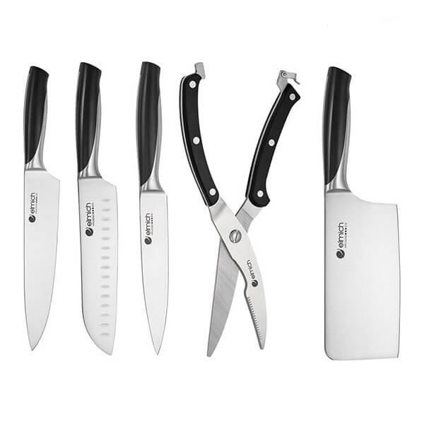 Bộ Dao Inox Elmich 6 Món EL3801 (4 Dao, 1 Kéo, 1 Giá Để Dao)