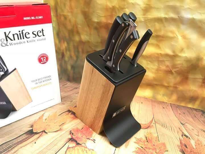 Bộ Dao Inox Elmich 6 Món EL3801 (4 Dao, 1 Kéo, 1 Giá Để Dao)