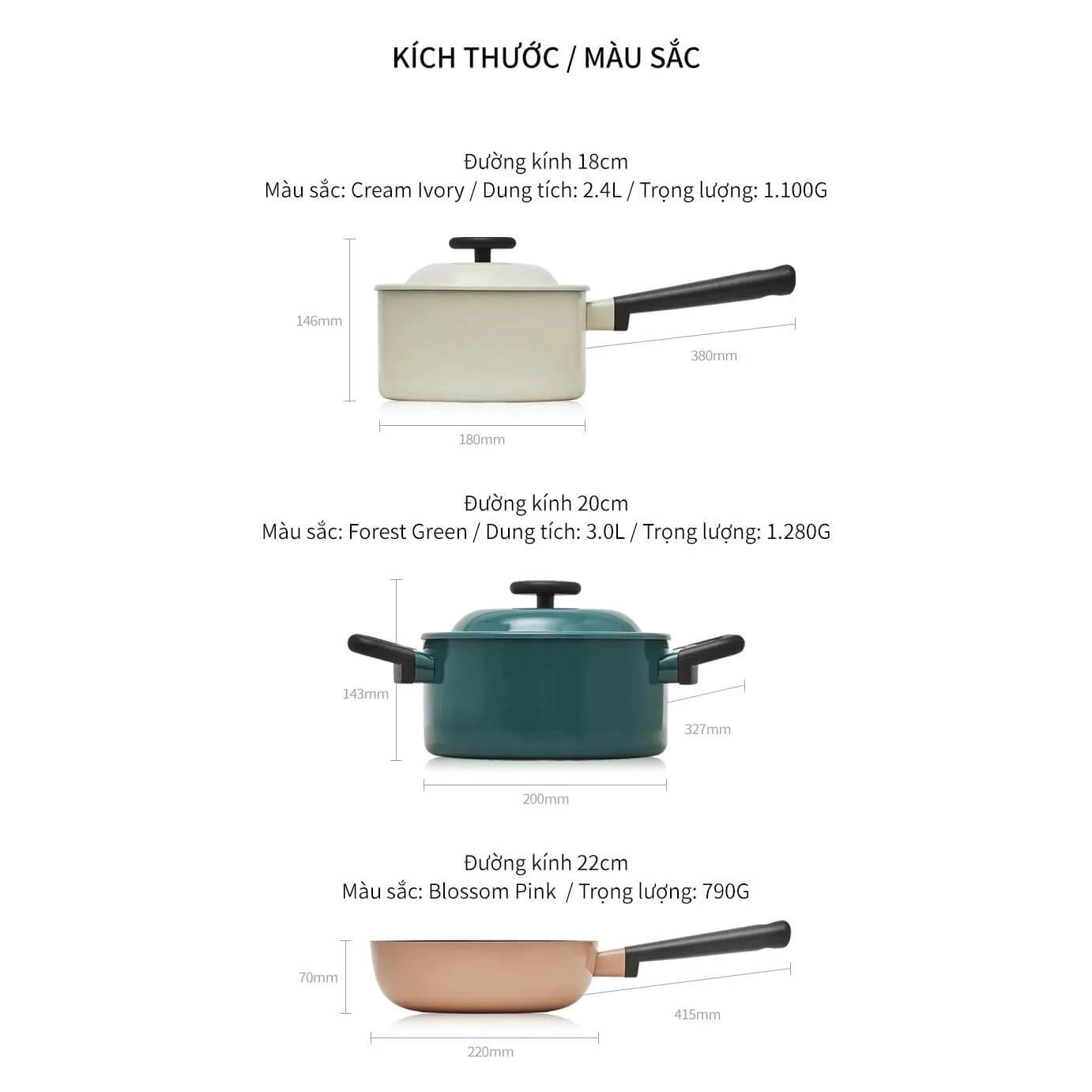 Bộ Nồi Chảo Sâu Lòng 3 Món Decore Locknlock LDE1181IHS01 (LDE1202IH/LDE1181IH/LDE1225IH)