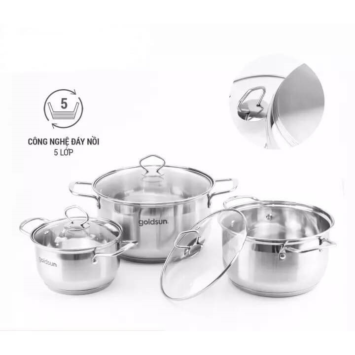 Bộ Nồi Inox 5 Đáy Goldsun GE42-3506SG