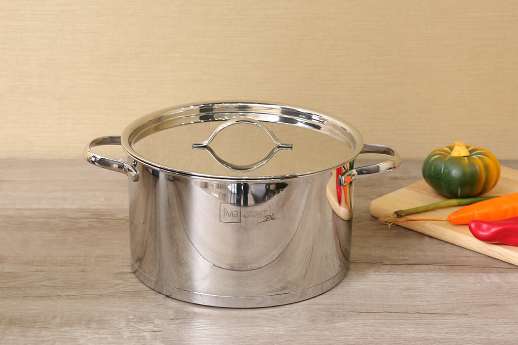 Nồi Inox 304 3 Đáy Nắp Inox 24 cm Fivestar N24-304OV