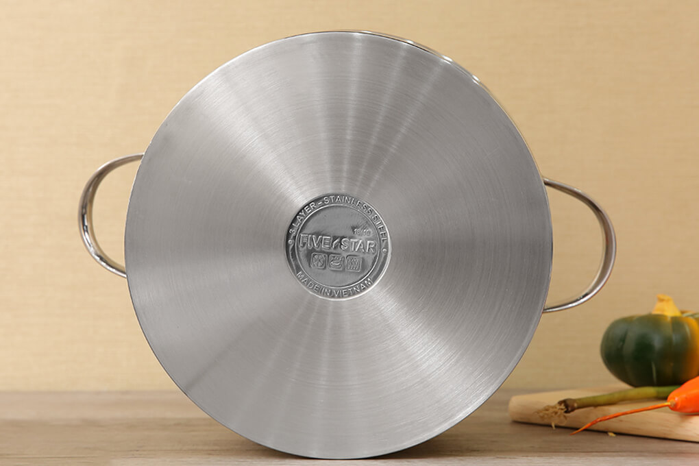Nồi Inox 304 3 Đáy Nắp Inox 24 cm Fivestar N24-304OV