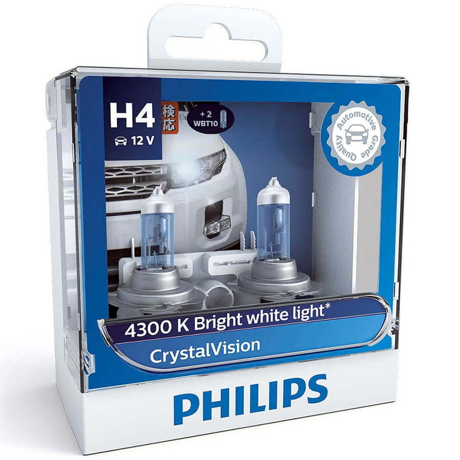 Hộp 2 Bóng Đèn Pha Xe Hơi Philips Crystal Vision HB4 9006CVSM 12V 55W 4300K
