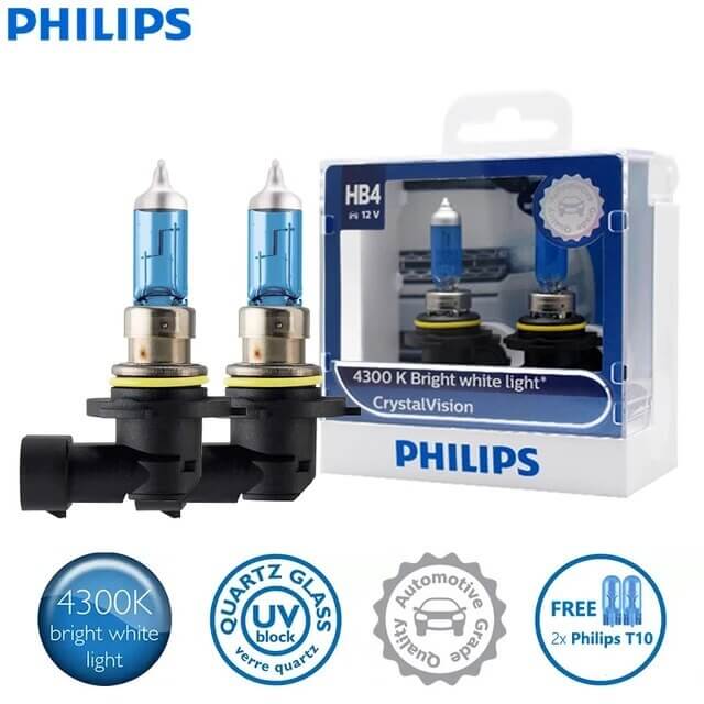 Hộp 2 Bóng Đèn Pha Xe Hơi Philips Crystal Vision HB4 9006CVSM 12V 55W 4300K