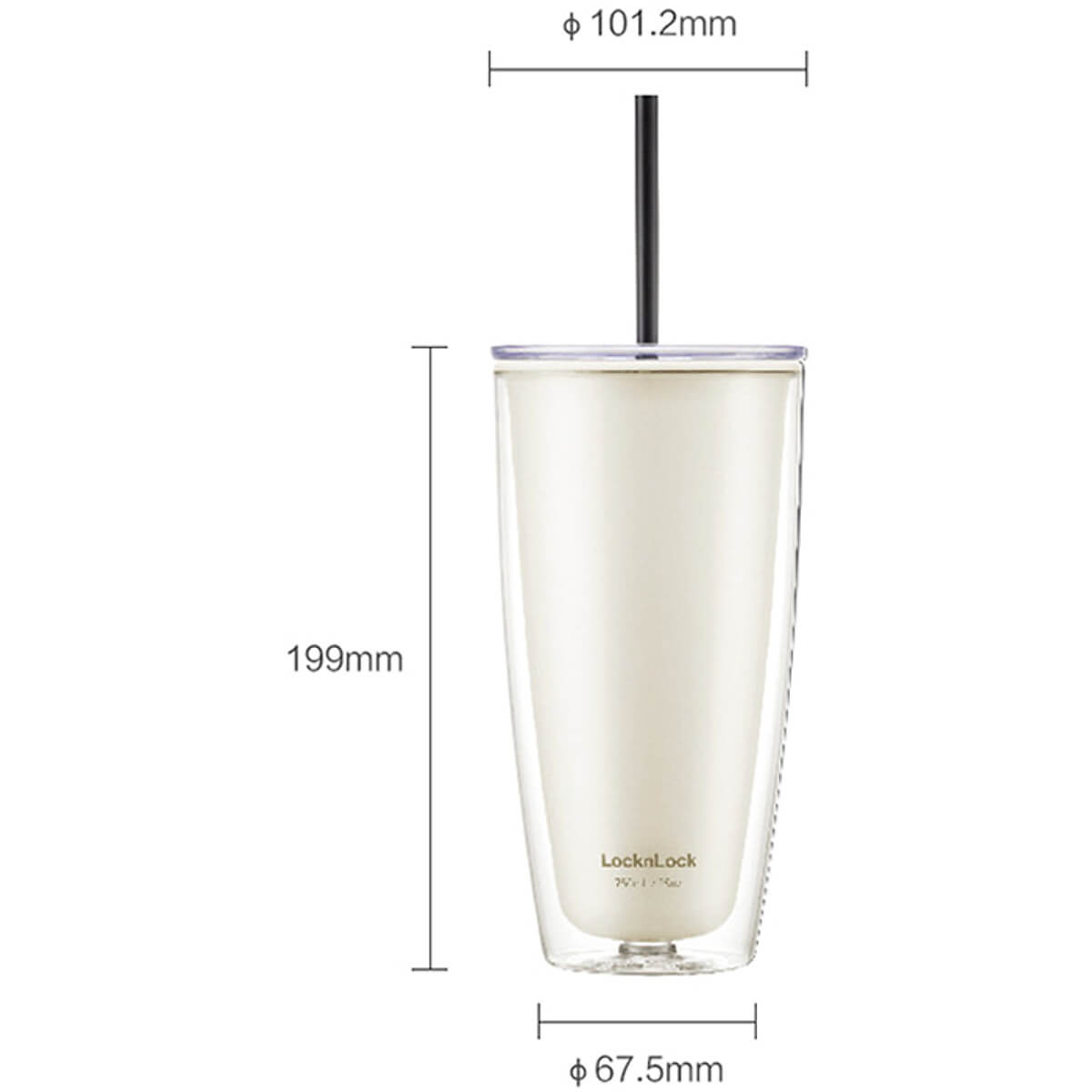 Ly Nhựa 2 Lớp LocknLock Kèm Ống Hút HAP507 750ml