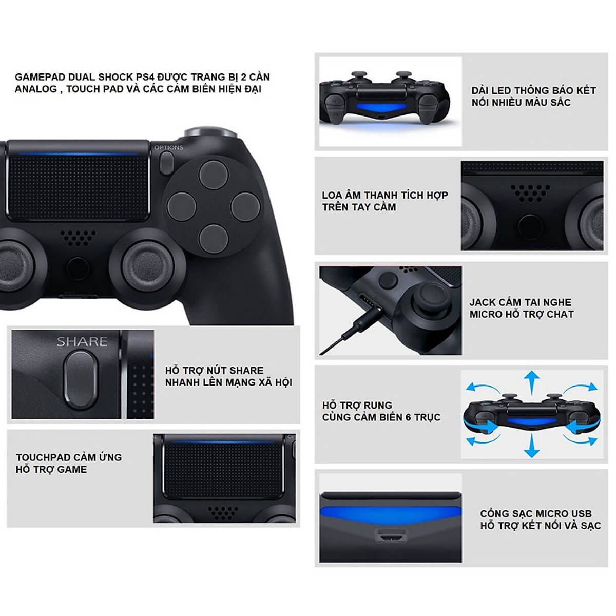 Tay Cầm Chơi Game Gamepad Không Dây Bluetooth PS/4 Black 