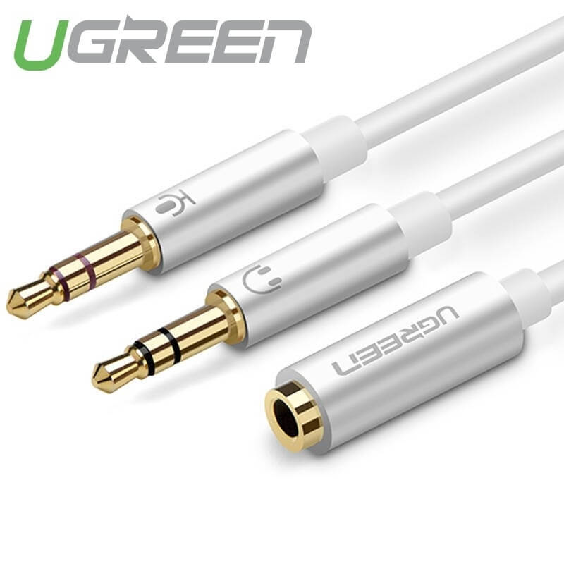 Dây Audio Chuyển Tai Nghe 3.5mm Sang 2 Đầu Mic Và Tai Nghe Đầu Mạ Vàng Dài 20CM UGREEN AV140 10790