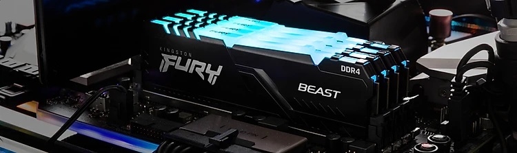 Ram Desktop Kingston Fury Beast RGB (KF432C16BBAK2/16) 16GB (2x8GB) DDR4 3200Mhz