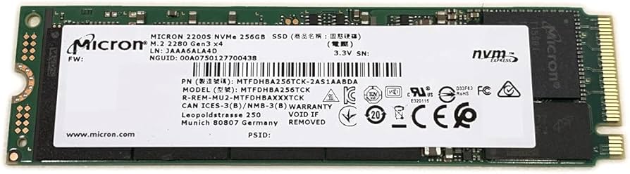 SSD Micron 2200V 512GB NVMe M.2 2280 PCIe Gen3 x4 (MTFDHBA512TCK) – Tốc Độ Cao, Hàng Tháo Máy