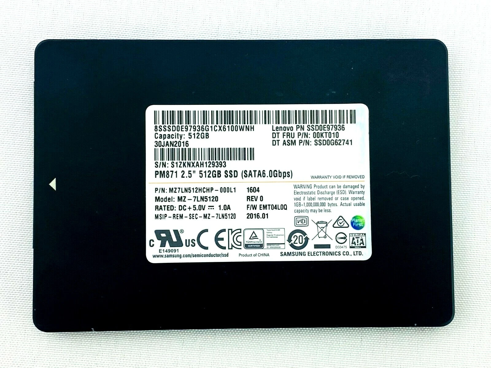 SSD Samsung PM871B 2.5 inch SATA hàng tháo máy sức khỏe trên 90%