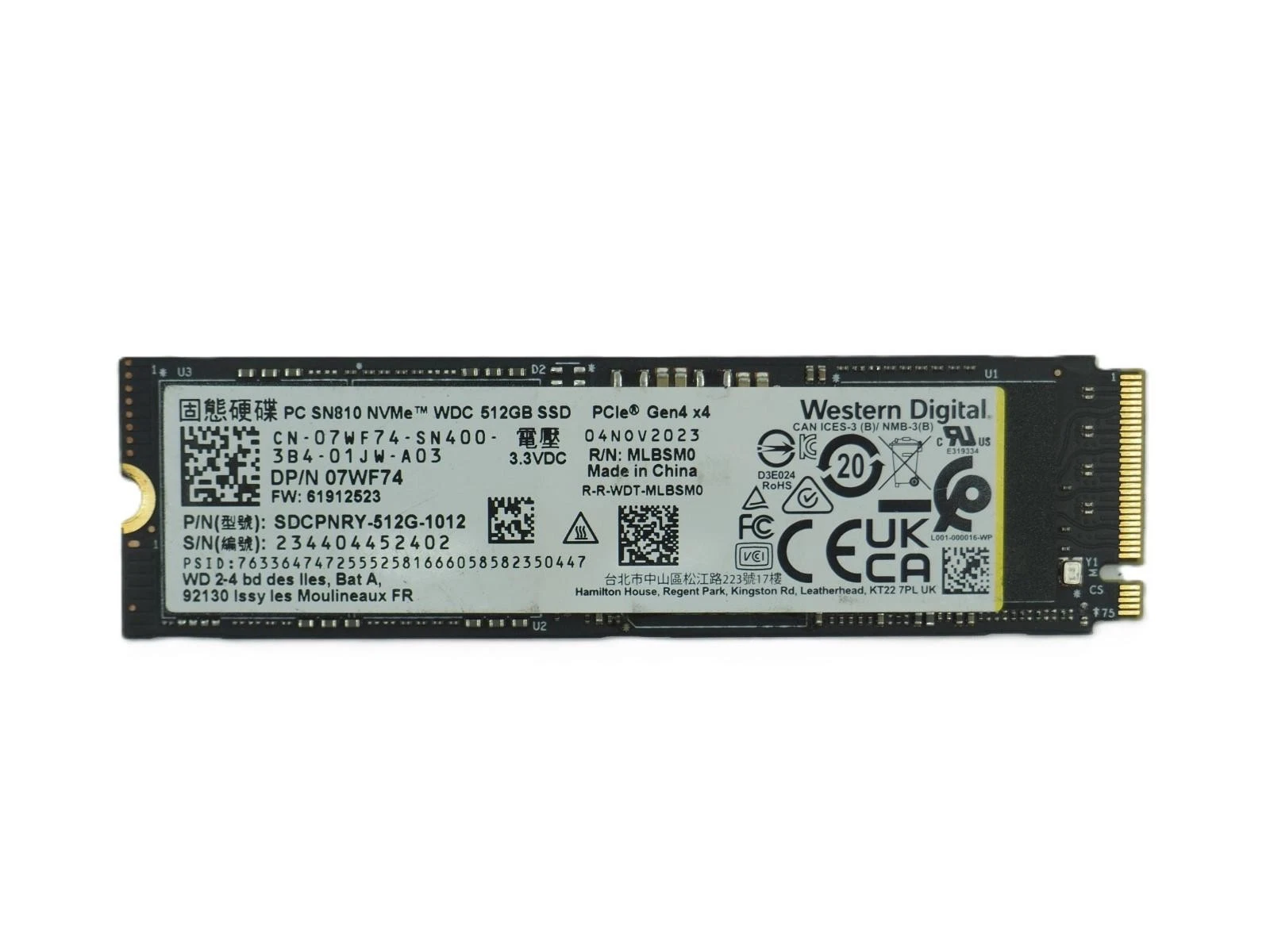 SSD Western Digital PC SN720 512GB NVMe M.2 PCIe Gen3 x4 Tốc Độ Cao Hàng Tháo Máy