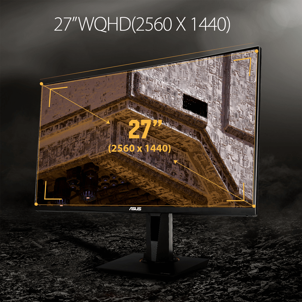 Màn Hình TUF Gaming Asus VG27AQ 27 inch WQHD (2560 x 1440) 1ms (MPRT) 165Hz IPS G-Sync Stereo Speakers 2W x 2 2