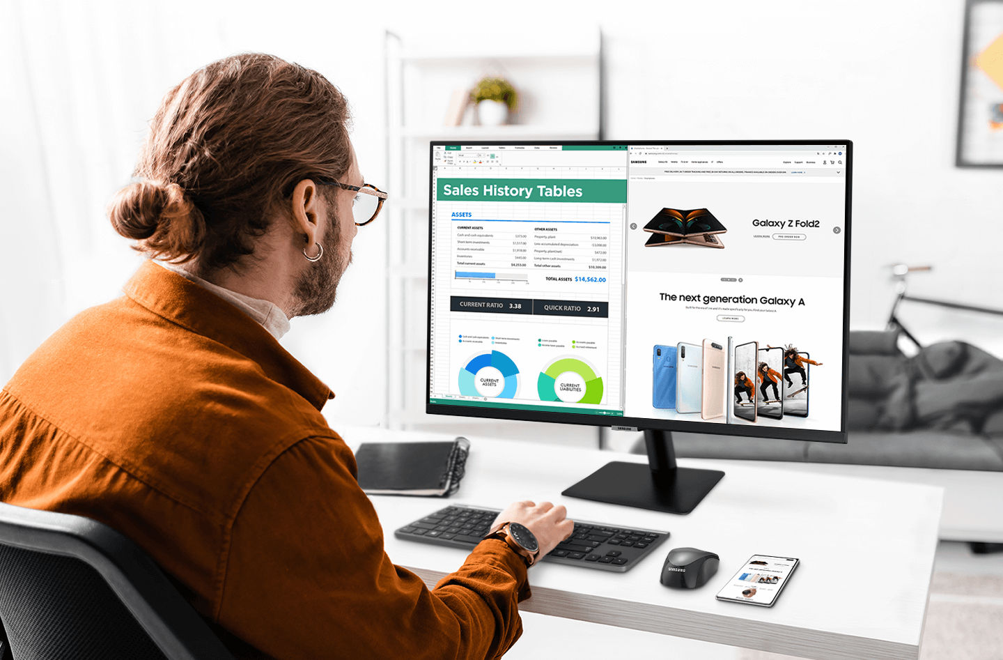 Màn Hình Thông Minh Smart Monitor Samsung LS27AM500NEXXV 27inch/Full HD (1920x1080) 8ms/60Hz/VA/Tích Hợp Loa/Hệ Điều Hành Tizen 1