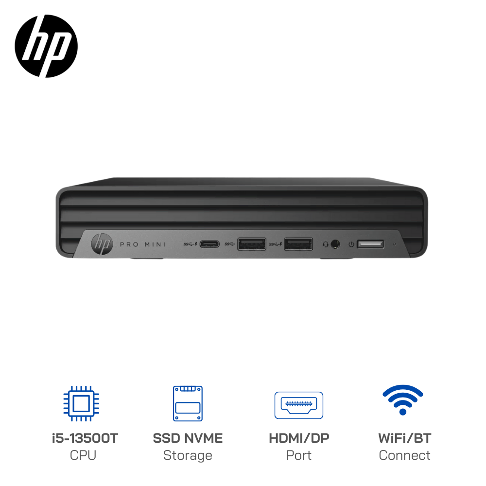Máy bộ Mini PC HP Pro Mini 400 G9 Core i5-13500T, Ram 16GB, SSD 256GB, Windows 11 Pro, Wifi 6