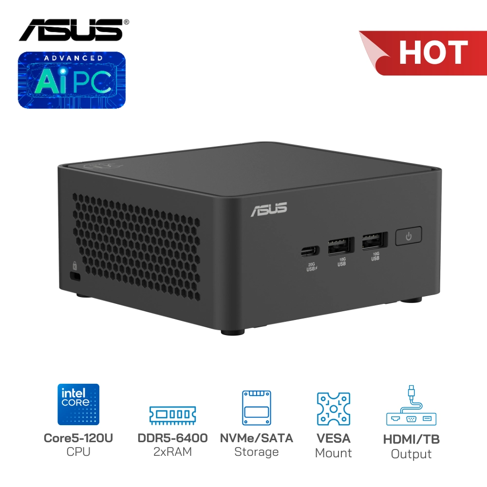 Asus NUC 15 Pro Tall BNUC15CRHI500000 Core5-120U, RAM DDR5-6400/SSD NVMe