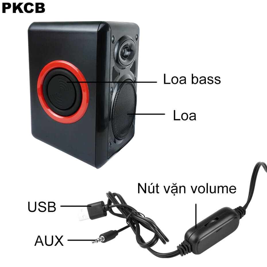 Loa Vi Tính PKCBPF164 Bass Có Dây Bộ 2 Loa - Không Hộp