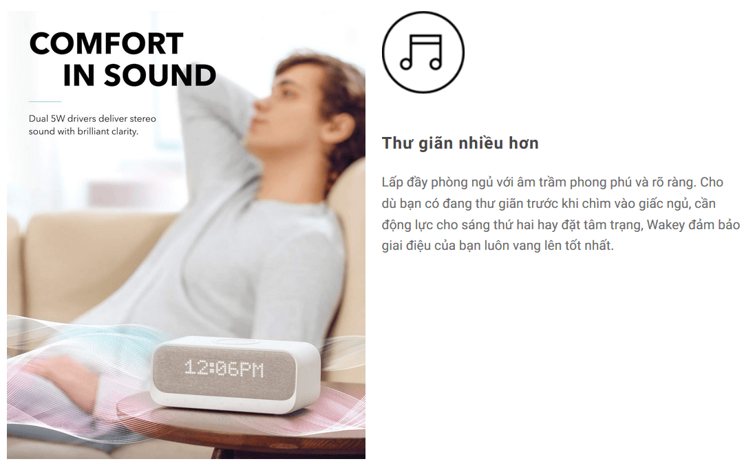 Loa Bluetooth Anker Soundcore Wakey Hỗ Trợ Sạc Không Dây Và Đồng Hồ Báo Thức Thông Minh - A3300 4