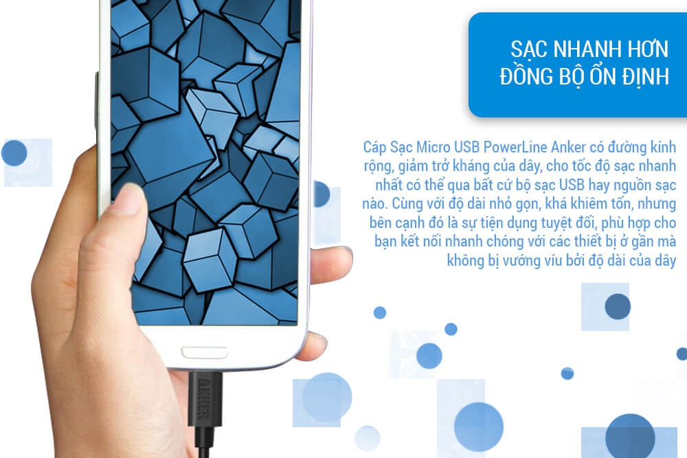 Dây Cáp Sạc Micro USB Anker PowerLine 0.9m - A8132