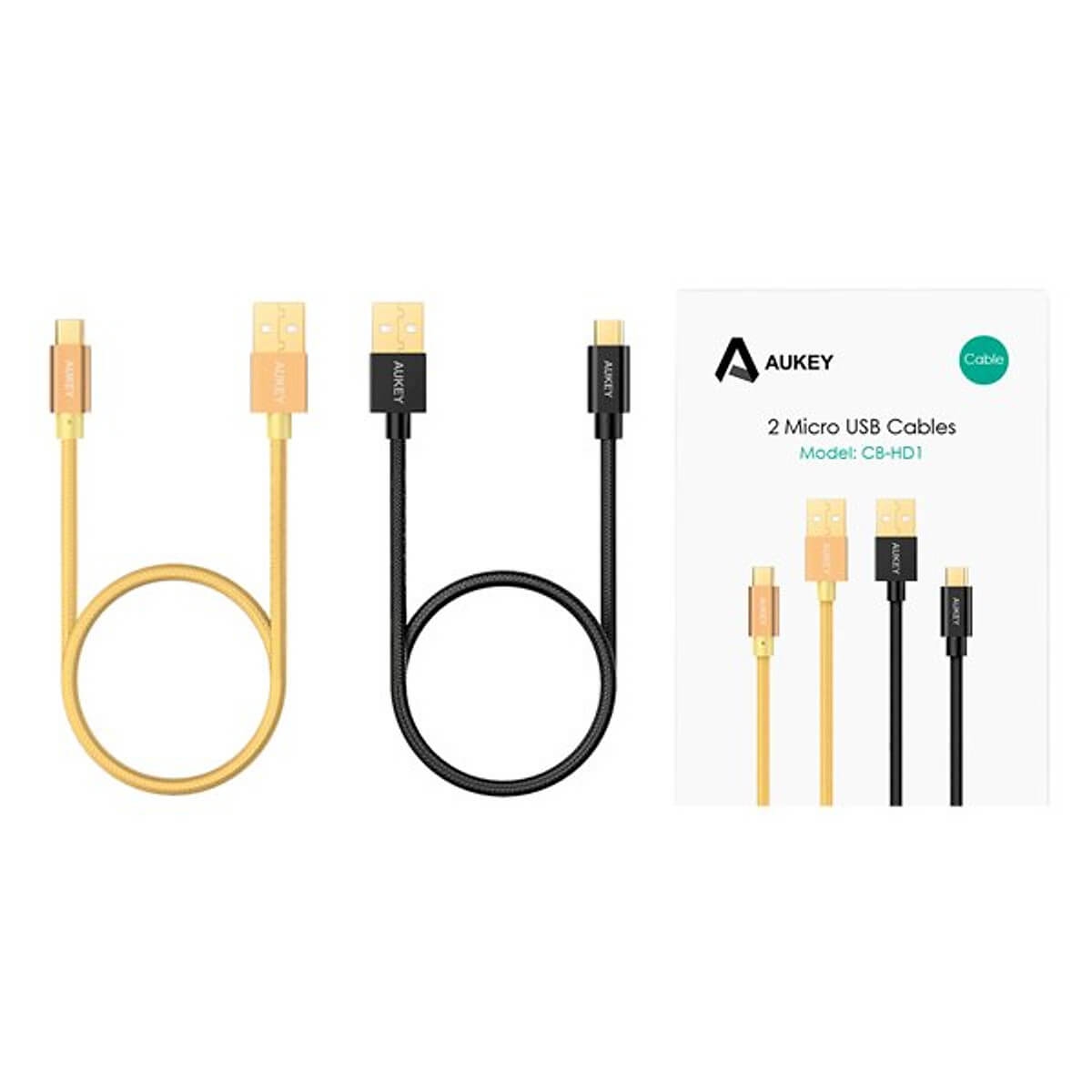 Bộ 2 Dây Cáp Sạc Micro Usb Aukey CB-HD1 1.0m