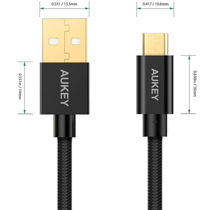 Bộ 2 Dây Cáp Sạc Micro Usb Aukey CB-HD1 1.0m 1