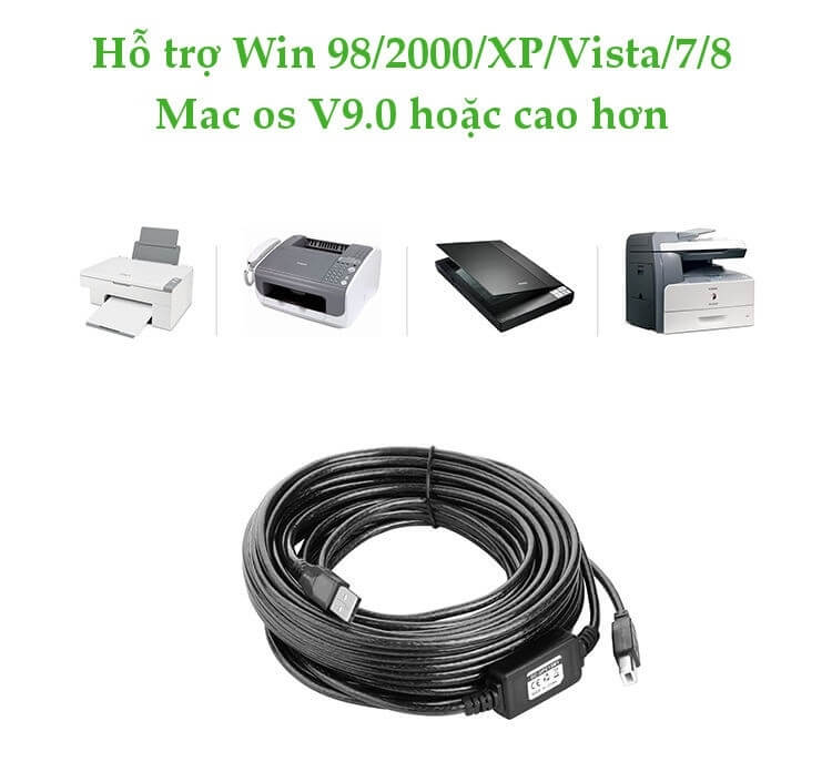 Cáp Máy In USB 2.0 Sang USB-B Tích Hợp IC Khuyếch Đại Dài 10m UGREEN U