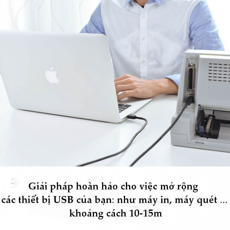 Cáp Máy In USB 2.0 Sang USB-B Tích Hợp IC Khuyếch Đại Dài 10m UGREEN U