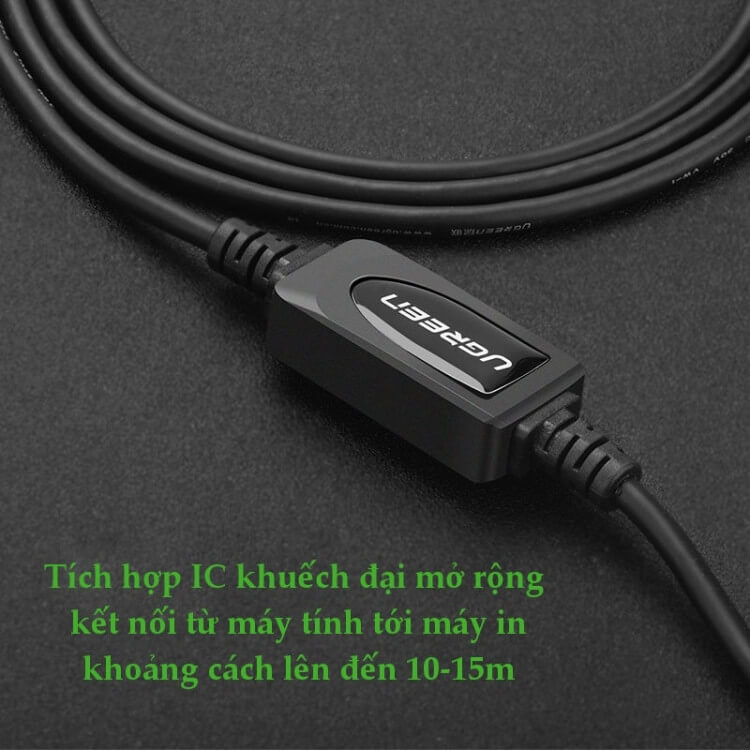 Cáp Máy In USB 2.0 Sang USB-B Tích Hợp IC Khuyếch Đại Dài 10m UGREEN U