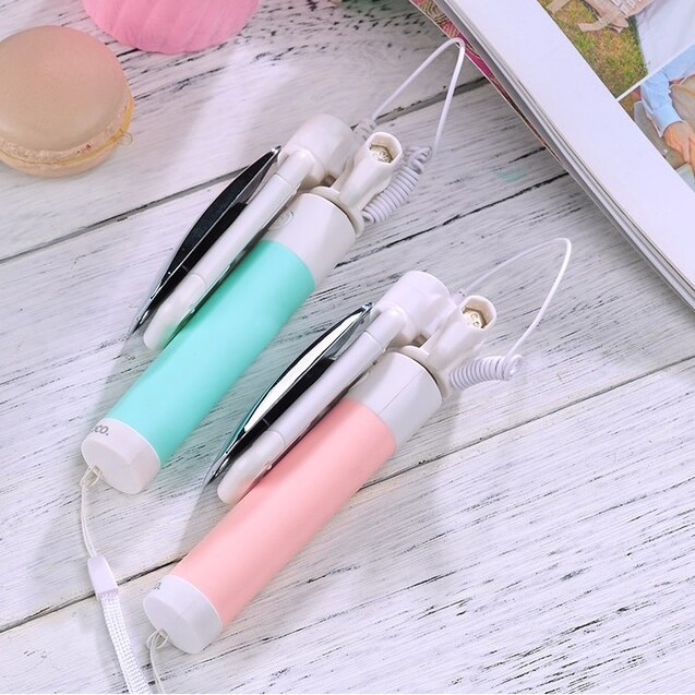 Gậy Elfie Chụp Hình Tự Sướng Có Gương Soi Cao Cấp HOCO K2 (Đen)
