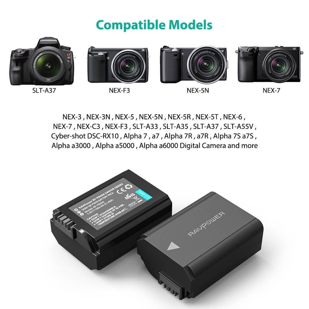 Bộ Pin Máy Ảnh Sony NP FW50 Ravpower RP-PB056