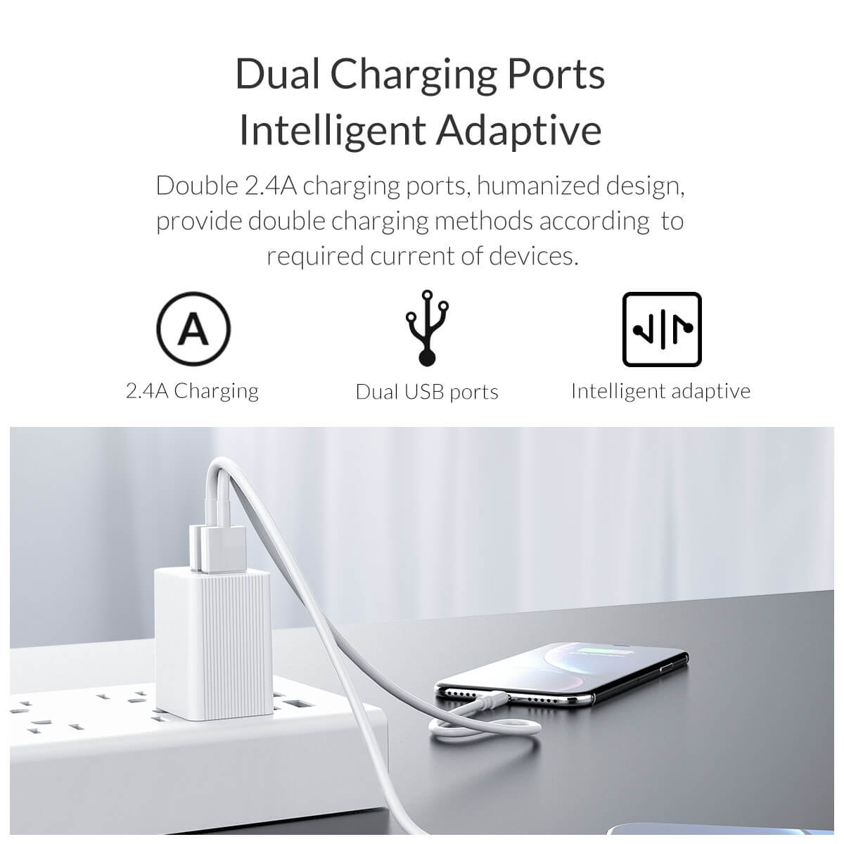 Adapter Sạc 2 Cổng 12W Orico WHB-2U Chân Gập 5