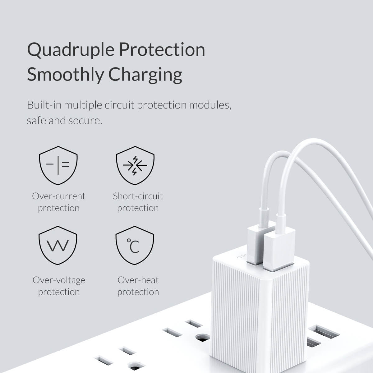 Adapter Sạc 2 Cổng 12W Orico WHB-2U Chân Gập 6
