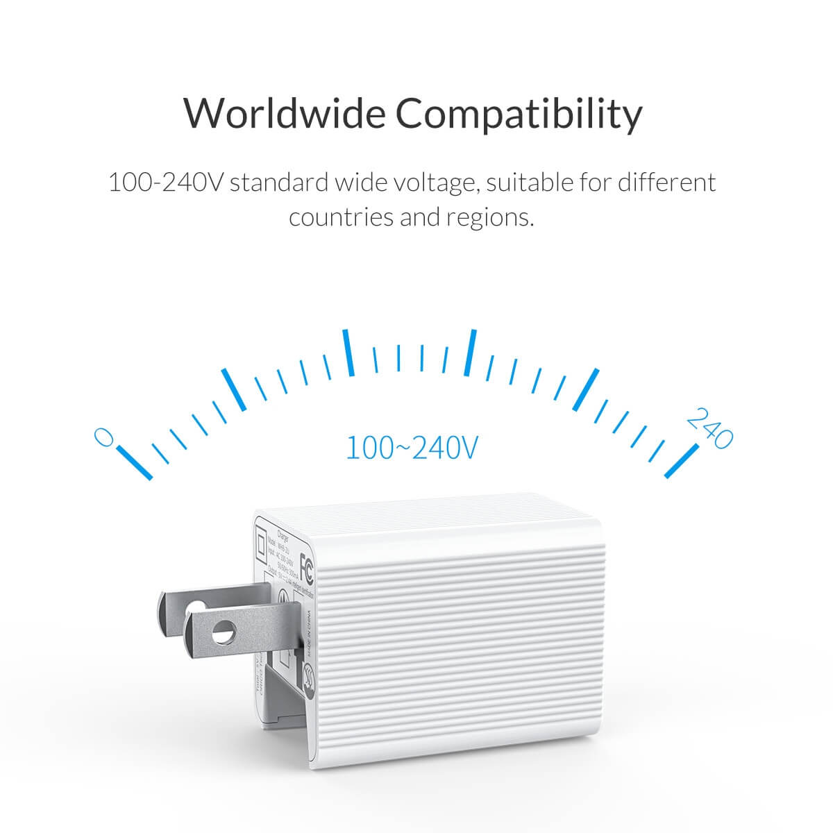 Adapter Sạc 2 Cổng 12W Orico WHB-2U Chân Gập 8