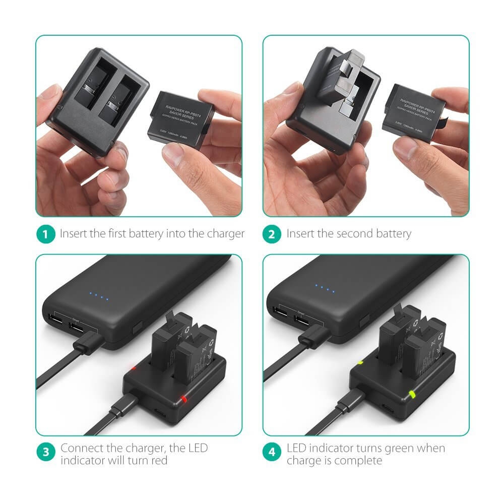 Bộ 2 Pin Và Sạc Đôi RavPower RP-PB074 1